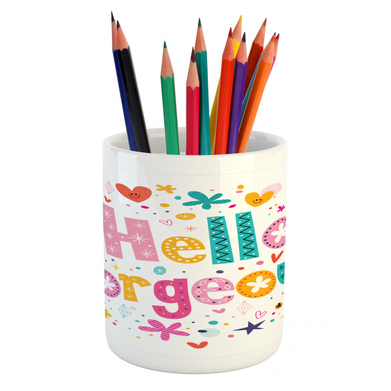 Girl Theme Words Pencil Pen Holder