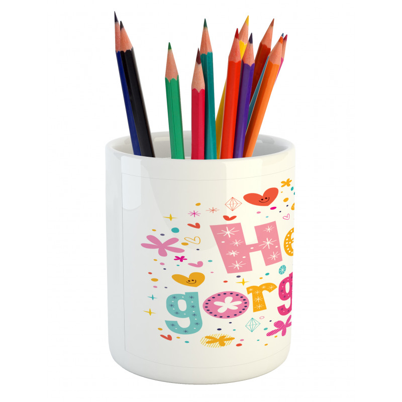 Girl Theme Words Pencil Pen Holder