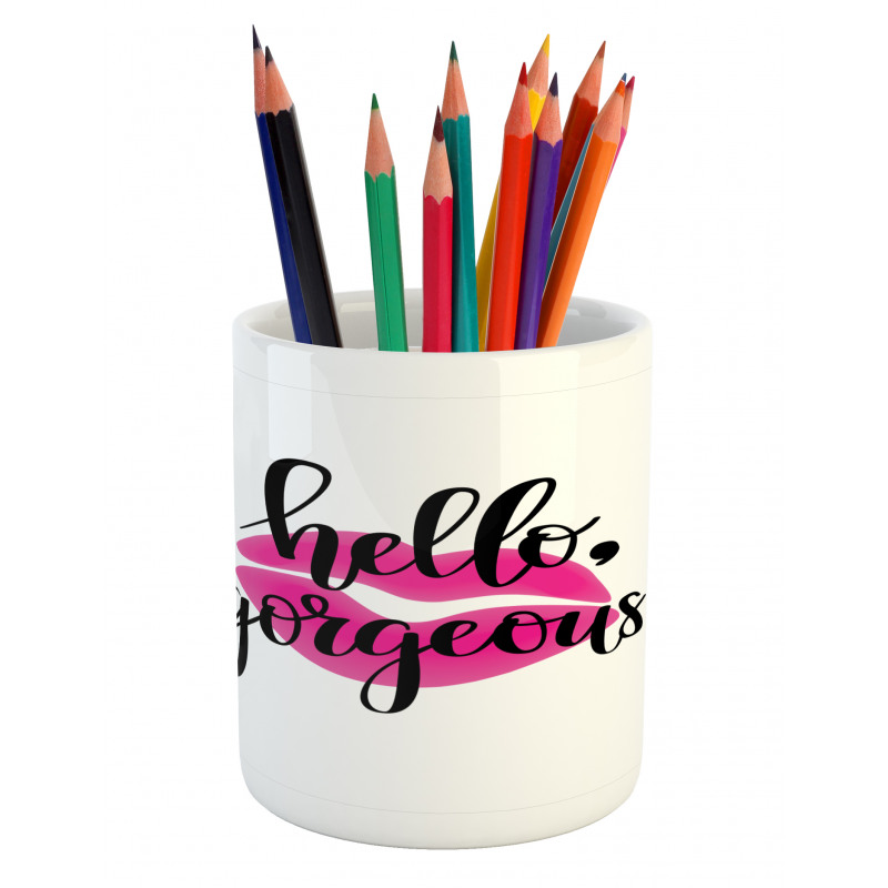 Pink Lipstick Pencil Pen Holder