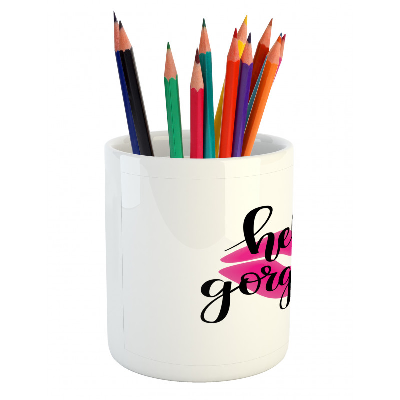 Pink Lipstick Pencil Pen Holder