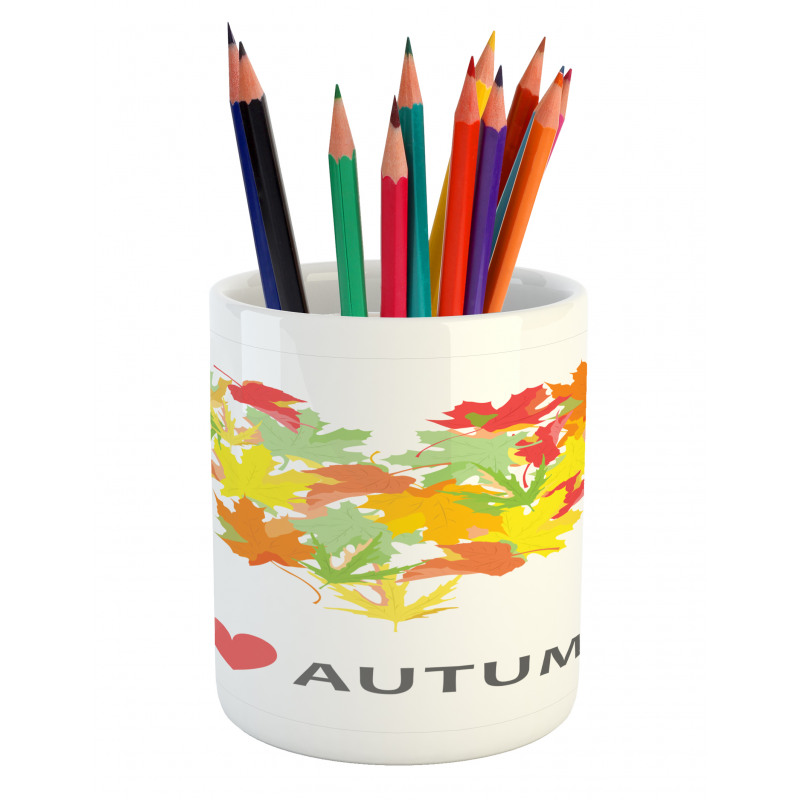 Maple Leaves with Heart Pencil Pen Holder