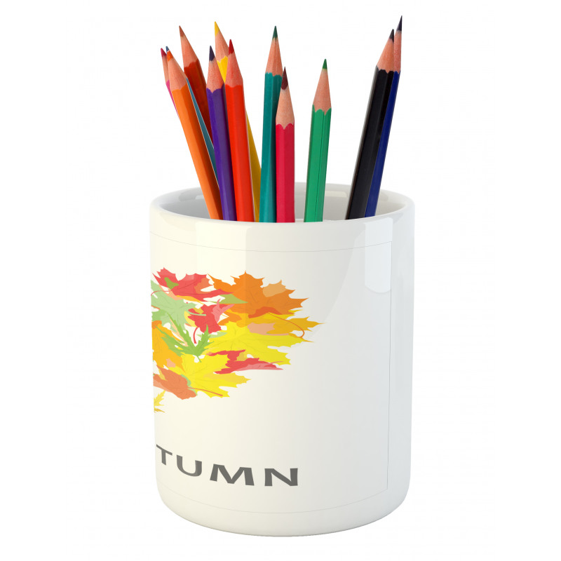 Maple Leaves with Heart Pencil Pen Holder