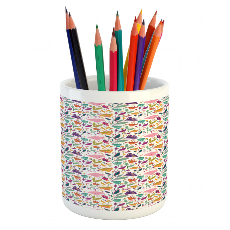 Ornamental Blossoms Art Pencil Pen Holder