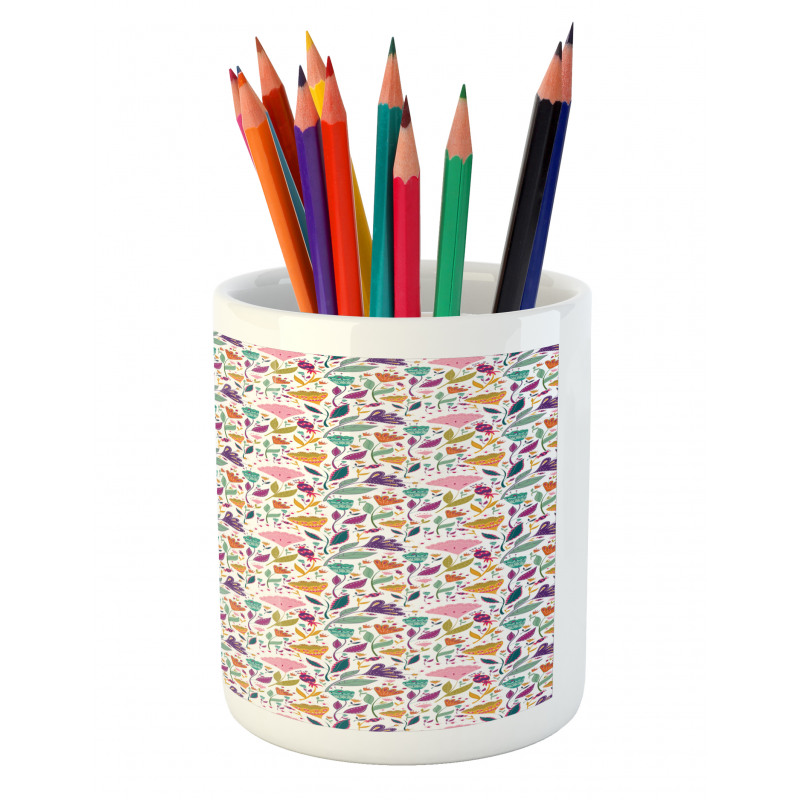 Ornamental Blossoms Art Pencil Pen Holder