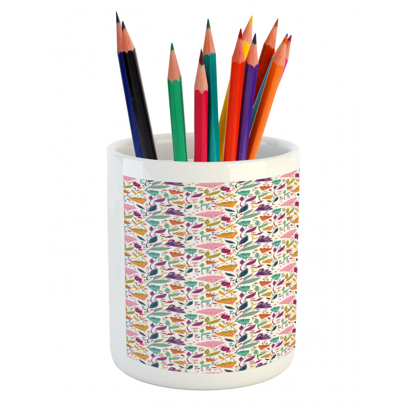 Ornamental Blossoms Art Pencil Pen Holder