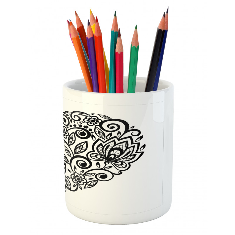 Silhouette Floral Lace Pencil Pen Holder