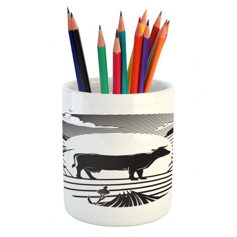 Rural Landscape Field Pencil Pen Holder