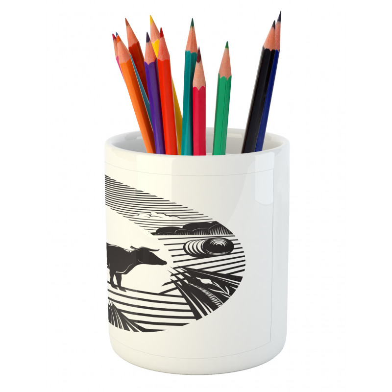 Rural Landscape Field Pencil Pen Holder