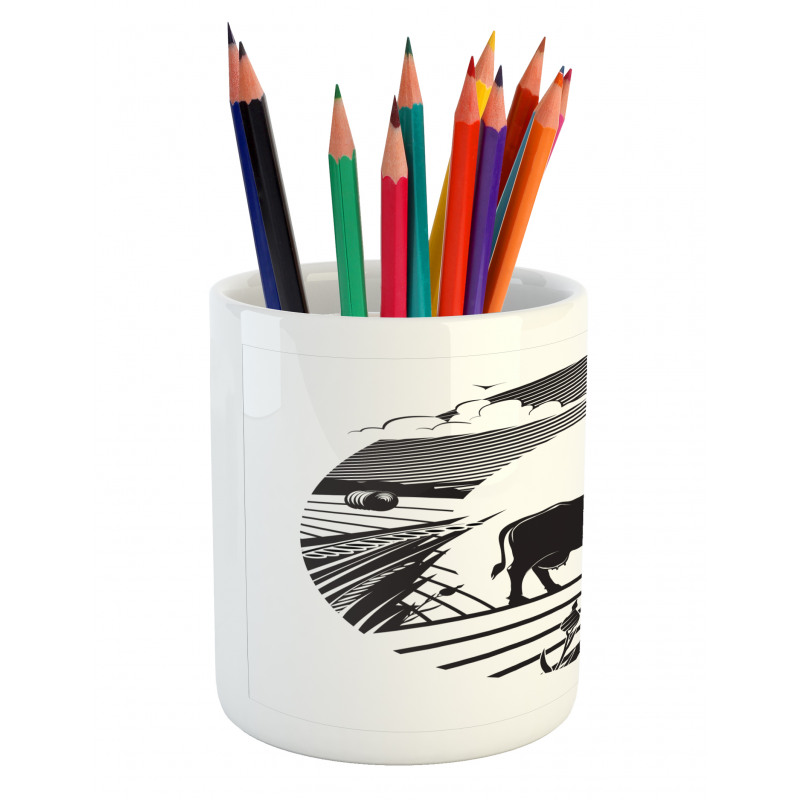 Rural Landscape Field Pencil Pen Holder