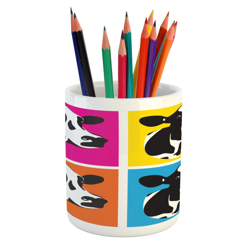 Pop Art Cow Heads Image Pencil Pen Holder