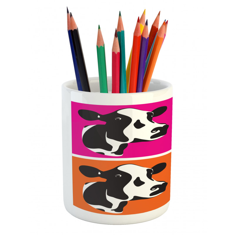 Pop Art Cow Heads Image Pencil Pen Holder