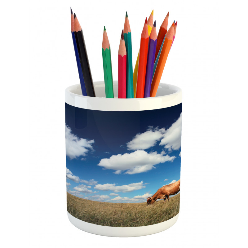 Cow Meadow Sky Clouds Pencil Pen Holder