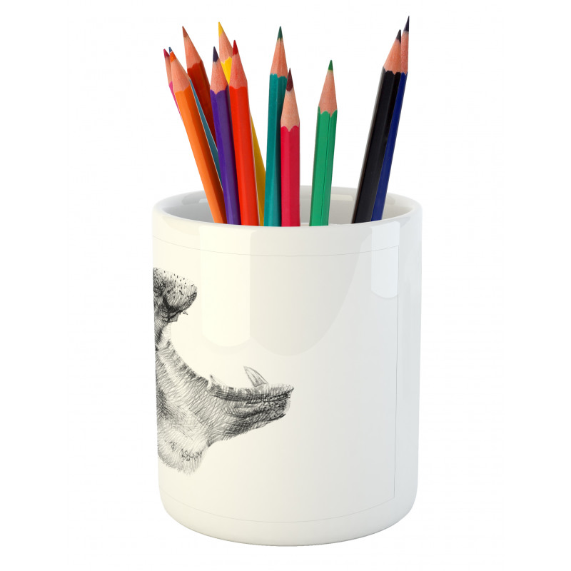 Yawning Hippo Sketch Pencil Pen Holder