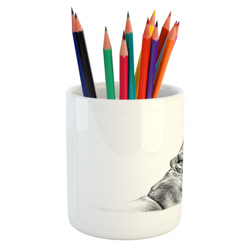 Yawning Hippo Sketch Pencil Pen Holder