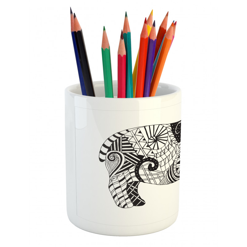 Hippo Geometric Ornament Pencil Pen Holder