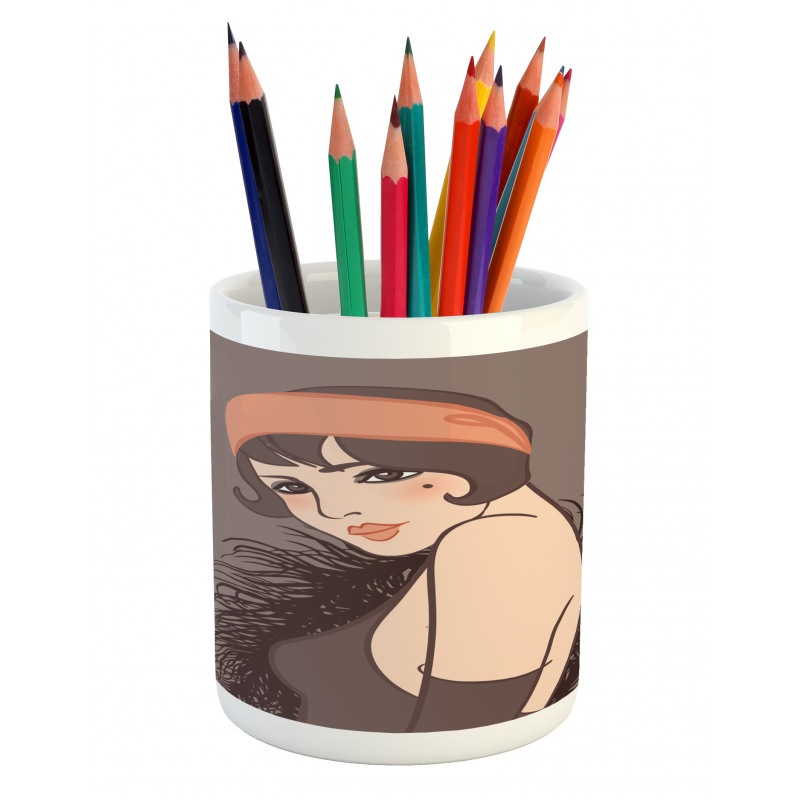 Girl with Mole Pencil Pen Holder