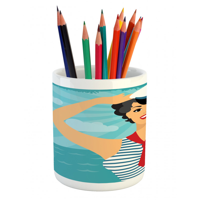 Smiling Sailor Girl Pencil Pen Holder