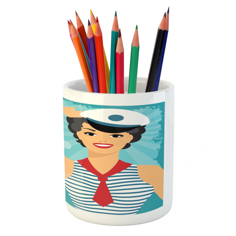 Smiling Sailor Girl Pencil Pen Holder