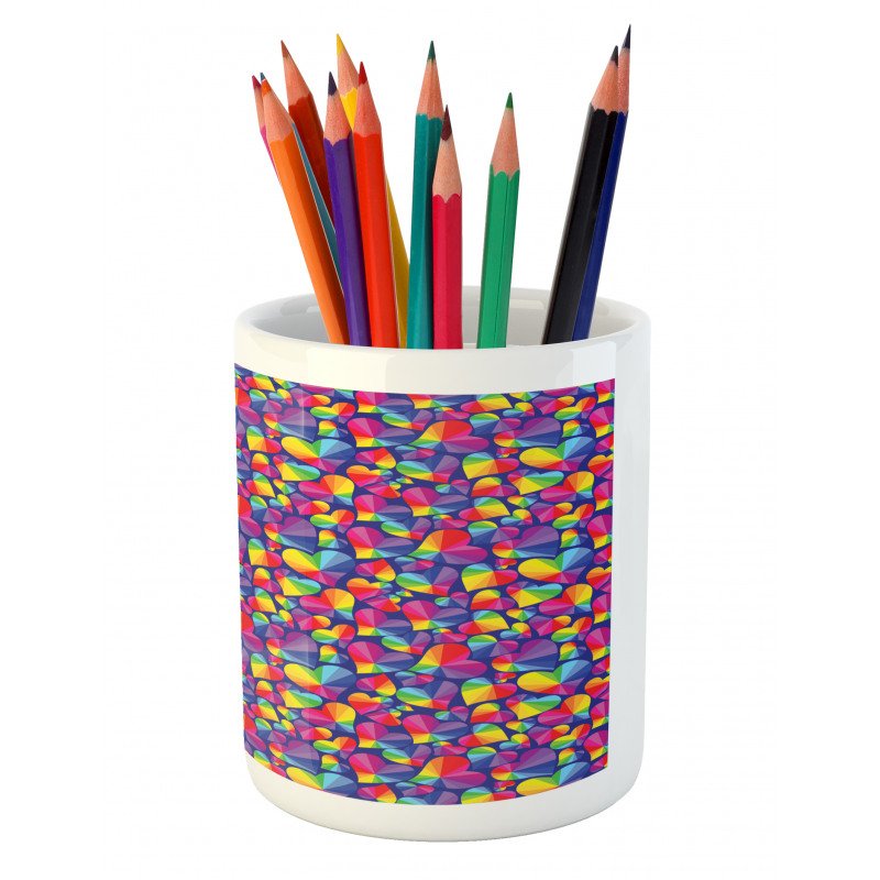 Rainbow Color Tone Heart Pencil Pen Holder