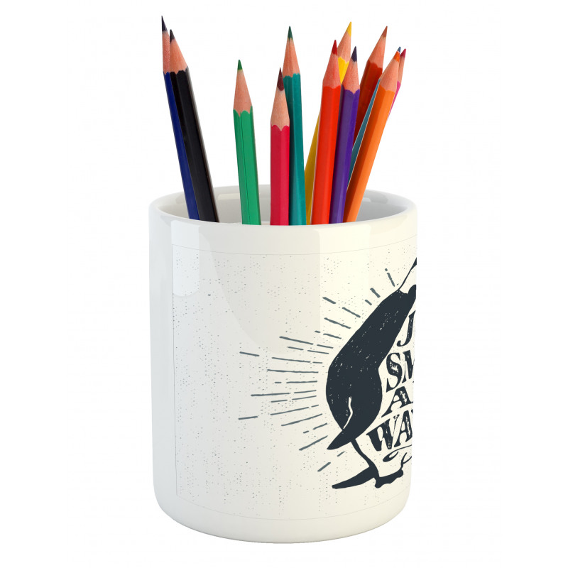 Penguin Waving Flipper Pencil Pen Holder