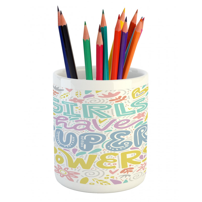 Boho Floral Girl Power Pencil Pen Holder