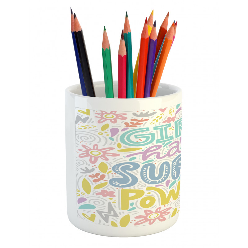 Boho Floral Girl Power Pencil Pen Holder