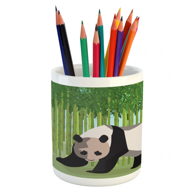 Panda Bamboo Pencil Pen Holder