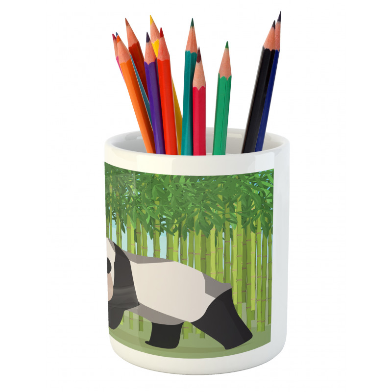 Panda Bamboo Pencil Pen Holder