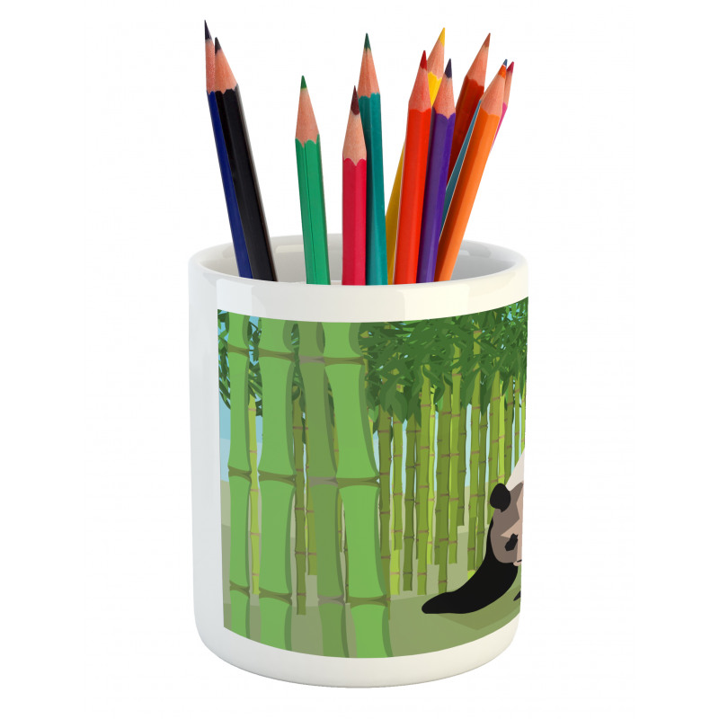 Panda Bamboo Pencil Pen Holder