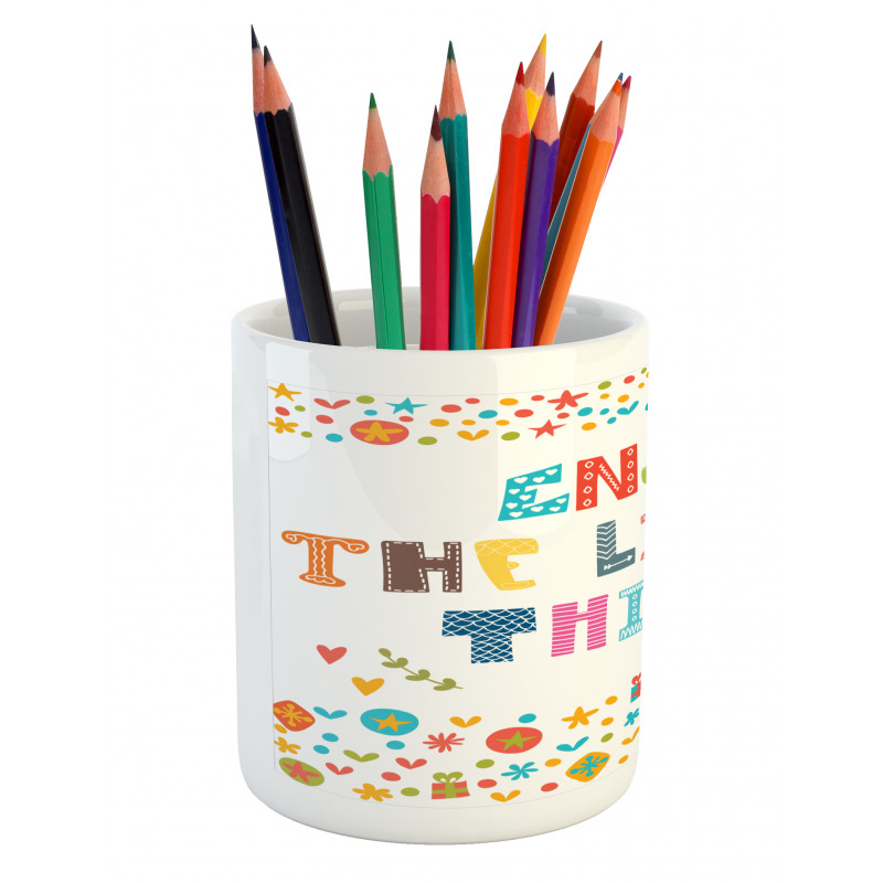 Ornate Colorful Letters Pencil Pen Holder