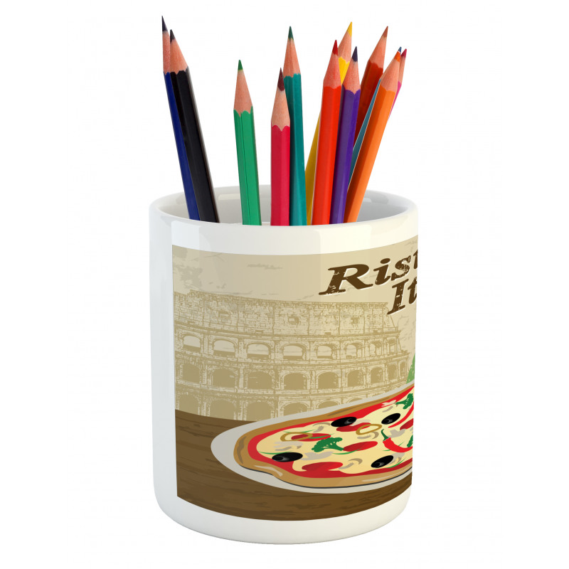 Italian Food Colloseum Pencil Pen Holder