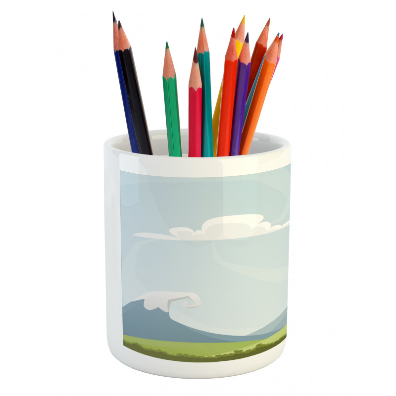 Cartoon Mountains Idyllic Pencil Pen Holder