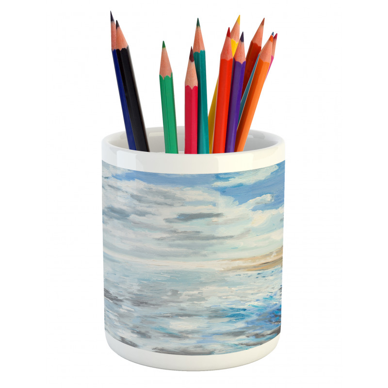 Oil Painting Beach Summer Pencil Pen Holder