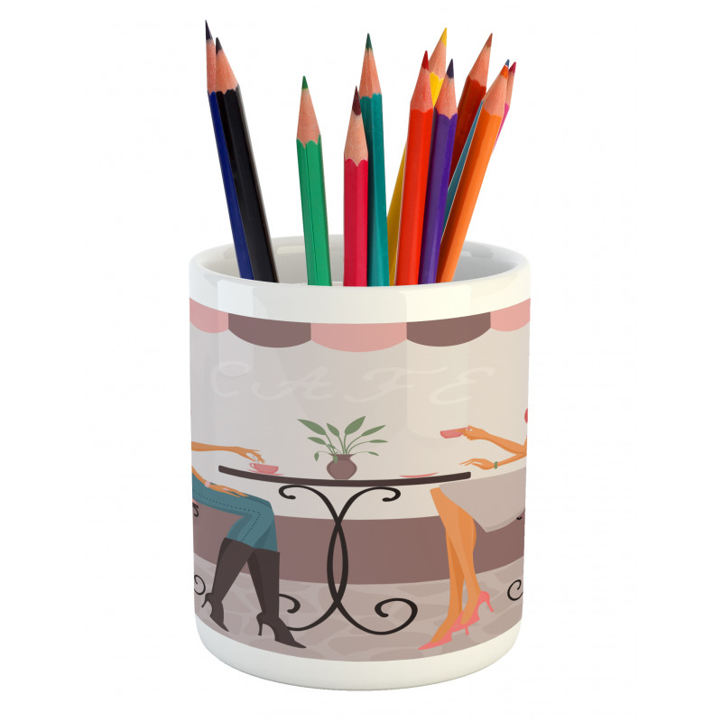 Women Having Coffee Pencil Pen Holder