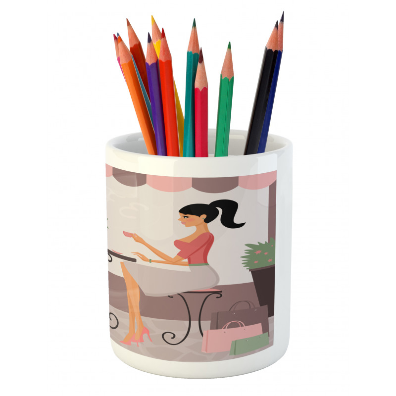 Women Having Coffee Pencil Pen Holder