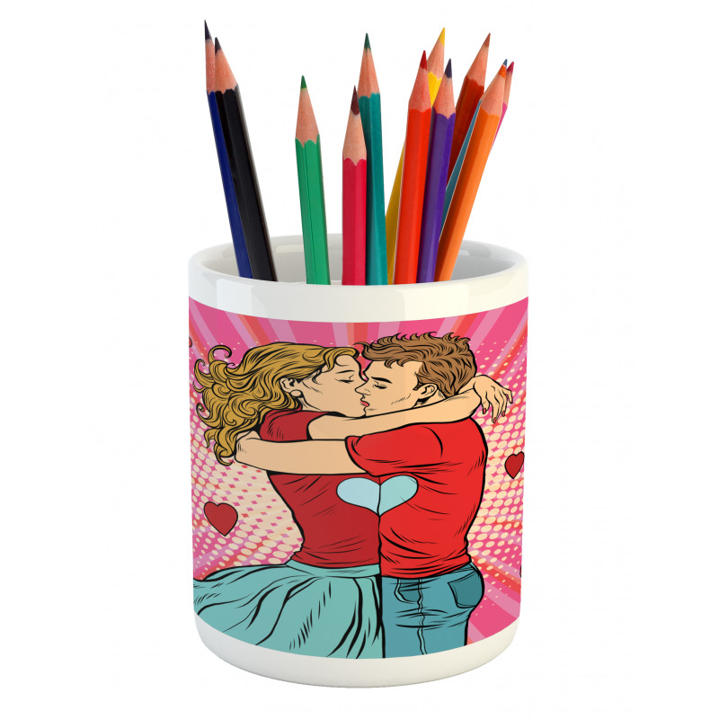 Pop Art Romantic Date Pencil Pen Holder