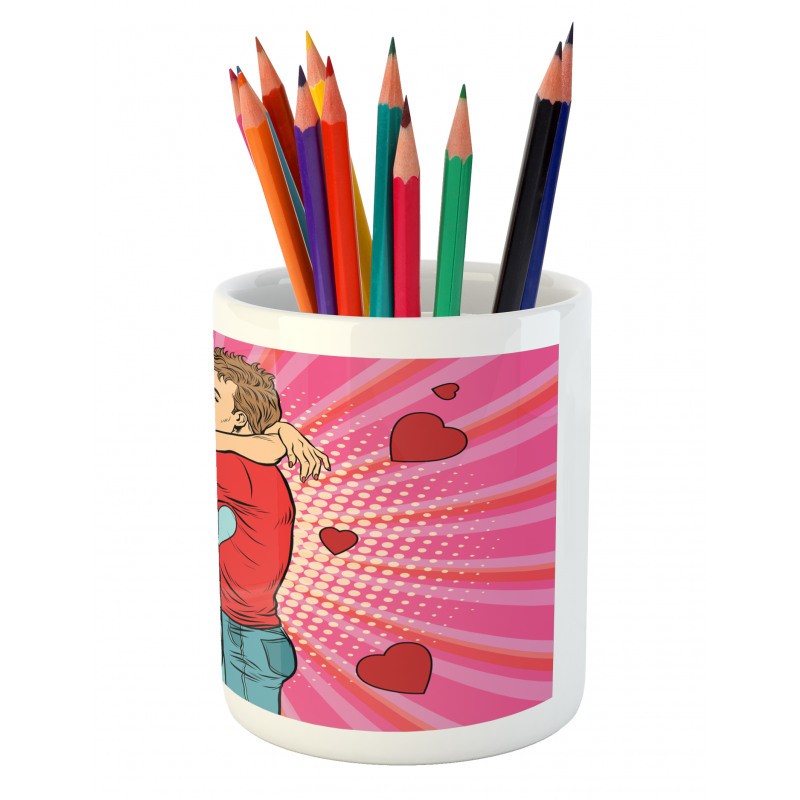 Pop Art Romantic Date Pencil Pen Holder