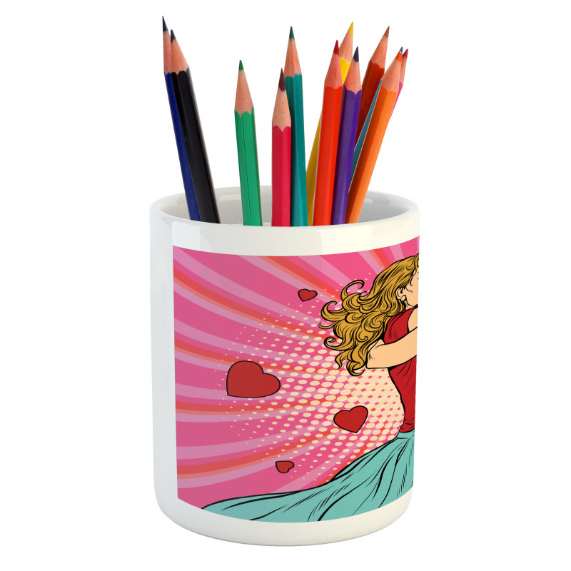 Pop Art Romantic Date Pencil Pen Holder