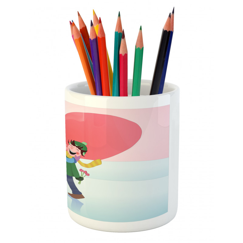 Winter Love Theme Pencil Pen Holder