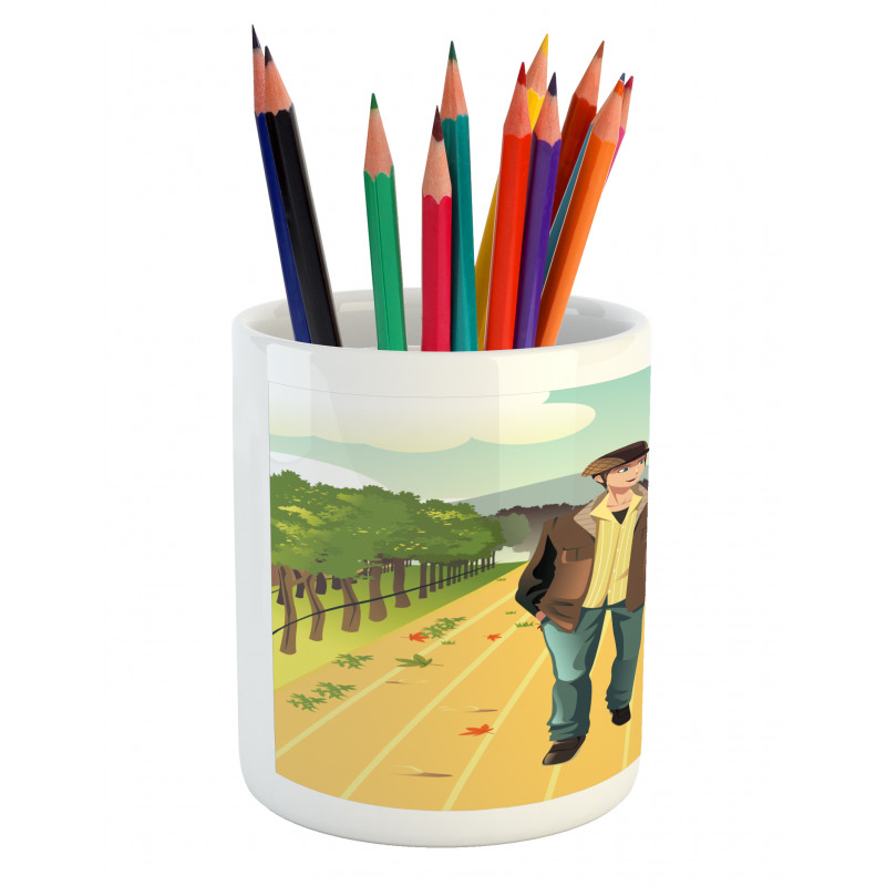 Couple in Vineyard Pencil Pen Holder