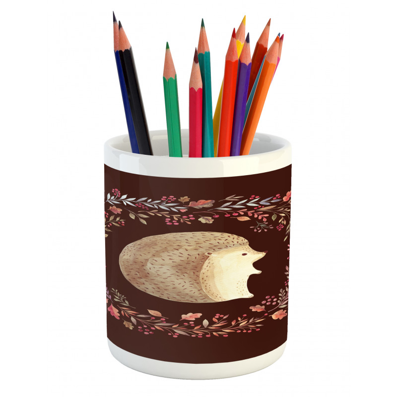 Leaf and Berry Wreath Pencil Pen Holder