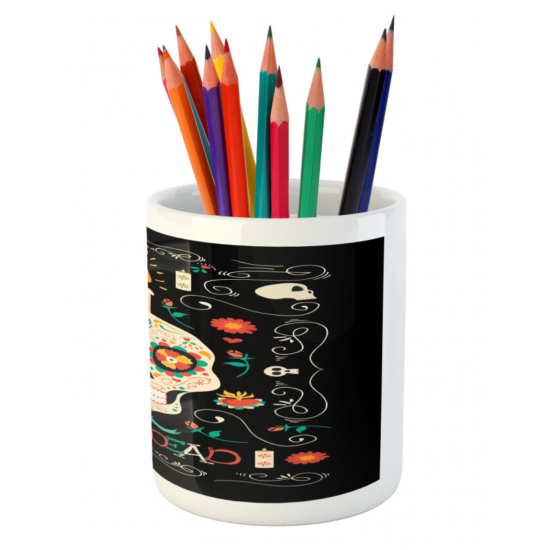 Calavera and Candle Pencil Pen Holder