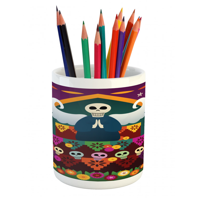 Angel Skull Altar Pencil Pen Holder