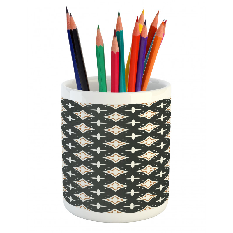 Geometric Oval Pattern Pencil Pen Holder