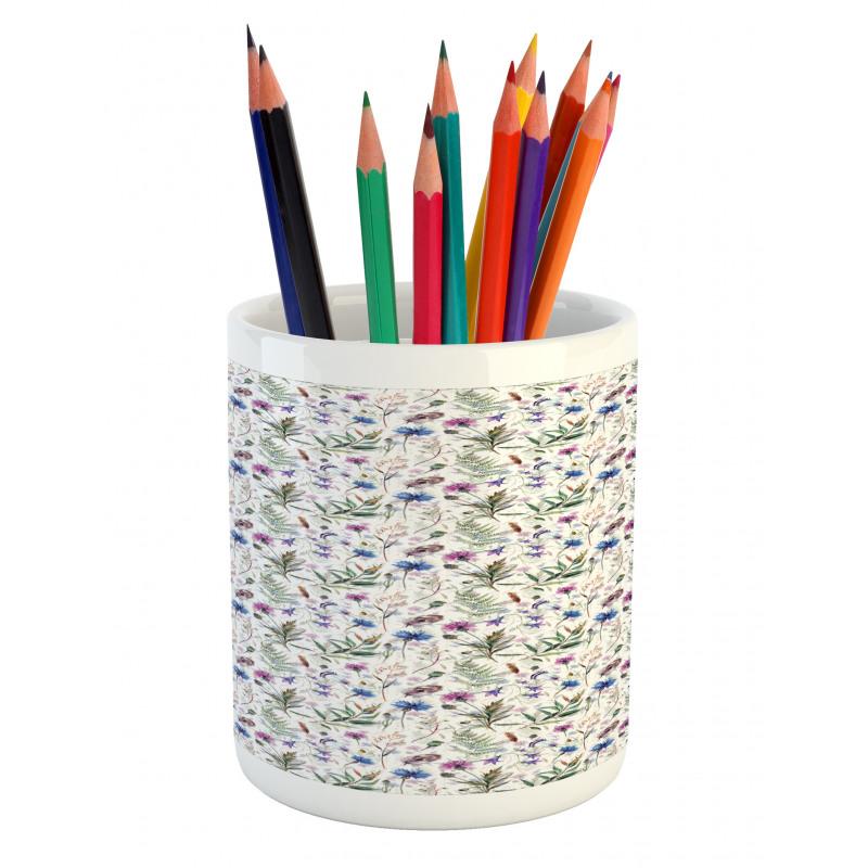 Watercolor Wildflowers Pencil Pen Holder