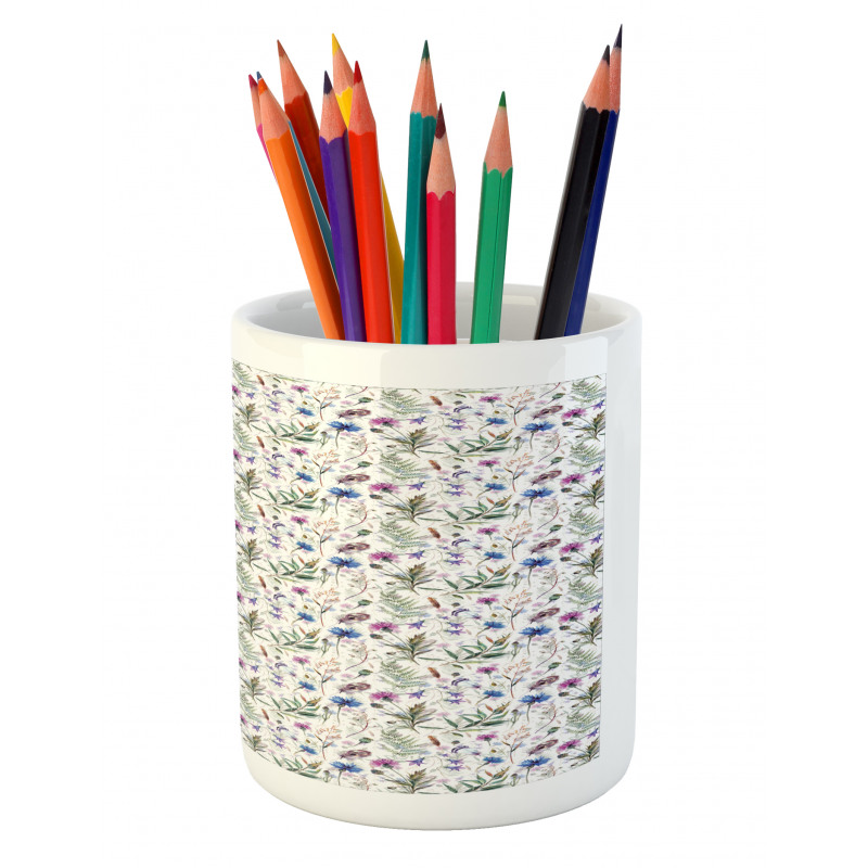 Watercolor Wildflowers Pencil Pen Holder