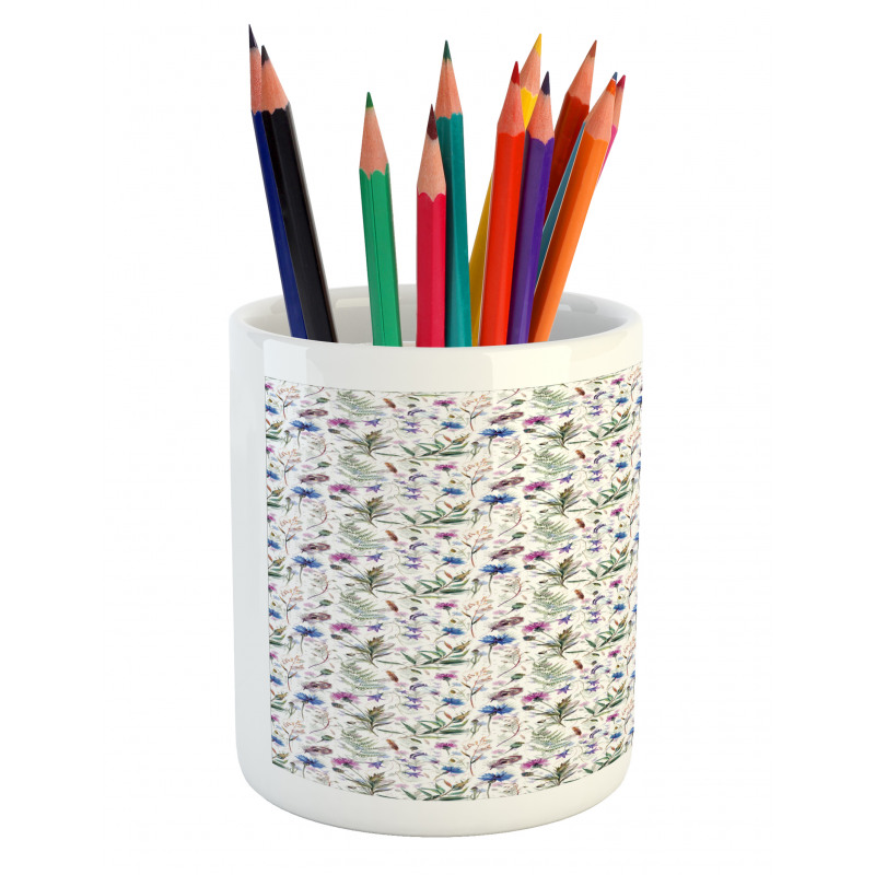 Watercolor Wildflowers Pencil Pen Holder