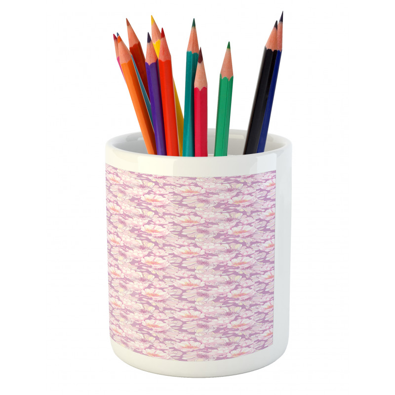 Pastel Flower Blooms Pencil Pen Holder