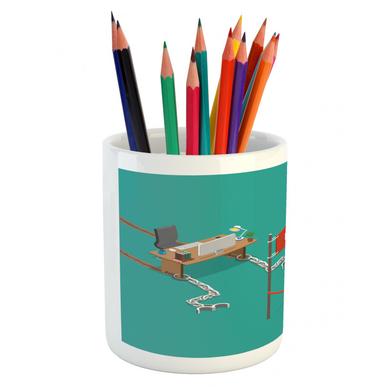 Man Breaks Free Desk Pencil Pen Holder