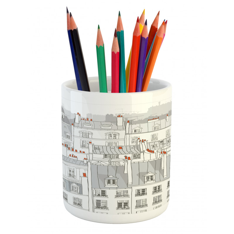 European Roofs of Buildings Pencil Pen Holder